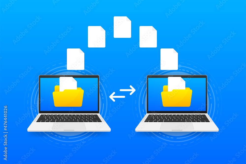 Poster file transfer encrypted form. concept for remote connection between two computers. cloud concept bas