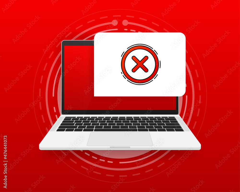 Poster not verification message. envelope with not confirmed sign on screen computer. vector illustration.