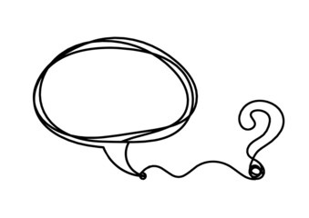 	
Comment bubble with signs as line drawing on white background. Vector
