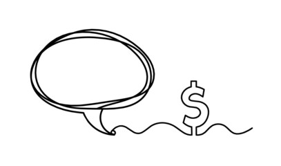 	
Comment bubble with signs as line drawing on white background. Vector
