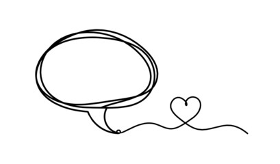 	
Comment bubble with signs as line drawing on white background. Vector
