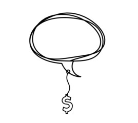 	
Comment bubble with signs as line drawing on white background. Vector
