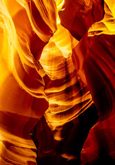 Antelope Canyon Antelope, in America. Yellow light in the cave. High quality photo