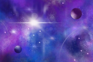 Fototapeta na wymiar Galactic background with stars, planets, nebulae and cosmic dusts
