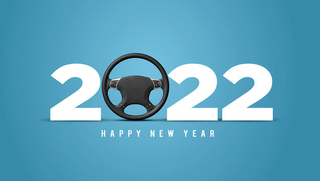 Happy New Year Car or transport concept background. 2022 new yaer car concept.