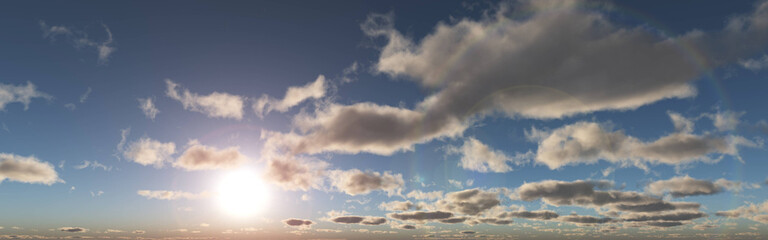 Pink clouds and blue sky, clouds landscape panorama, 3D rendering