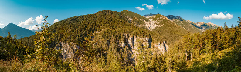 High resolution stitched panorama of a beautiful alpine summer view near Namlos, Tyrol, Austria