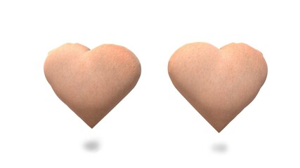 Human Skin Color Heart Shape Isolated White Background 3d Illustration