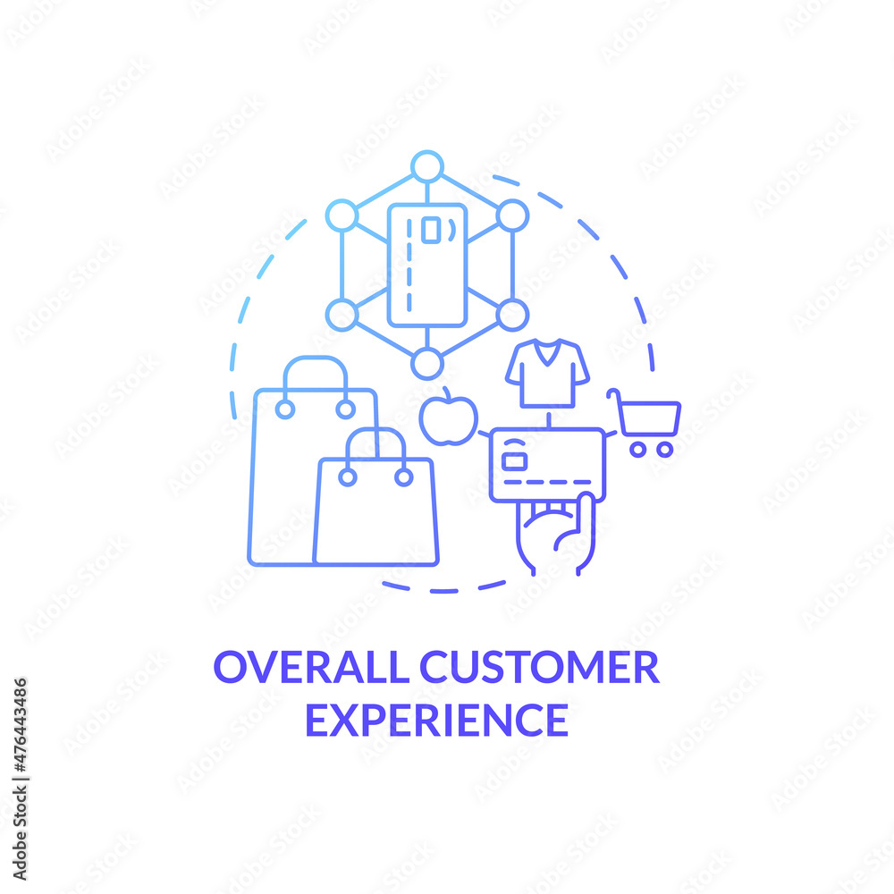 Poster overall customer experience blue gradient concept icon. touchless system and service abstract idea t