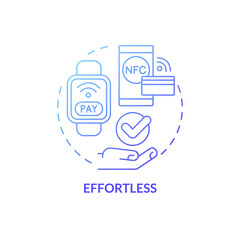 Effortless blue gradient concept icon. Innovative technology. Touchless system abstract idea thin line illustration. Isolated outline drawing. Roboto-Medium, Myriad Pro-Bold fonts used