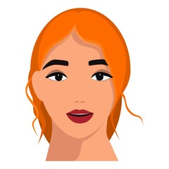 The head of a beautiful redheaded girl. Makeup. Fashion. Style. Beauty. Flat graphic of a female mannequin. Can be used in collage for web design