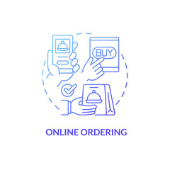 Online ordering blue gradient concept icon. Wireless solution. Touchless system abstract idea thin line illustration. Isolated outline drawing. Roboto-Medium, Myriad Pro-Bold fonts used