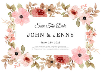 Save the date wedding template with watercolor floral