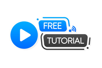 Free Tutorial Banner. Video Internet conference concept. Live stream, internet education. Vector illustration.