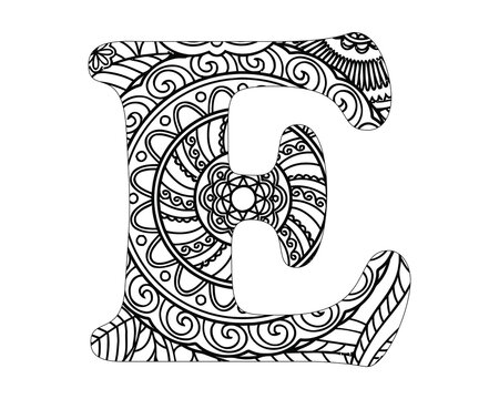 Alphabet, 52 Letters, Adult Coloring Book, Large Size