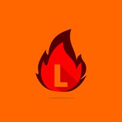 fire design template combination with l letter , hot fire icon vector.