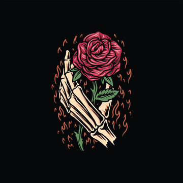 death rose tattoo vector design