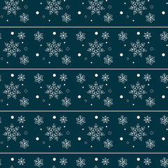 Seamless pattern of openwork cookies in the form of white stars and snowflakes for the holiday. Vector illustration for background, print and decor
