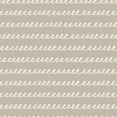 Seamless repeating pattern with hand drawn wavy spiral lines, handwriting imitation, on beige background