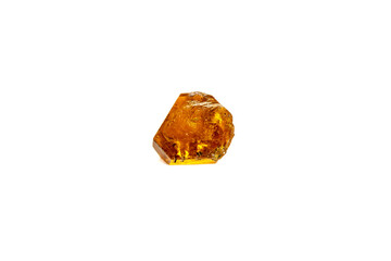 Macro yellow diamond mineral stone on white background