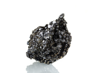 macro stone mineral Quartz Sphalerite Galena pyrite on a white background