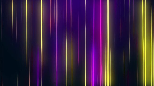 Abstract neon lines loop animation. Modern background, seamless motion design, screensaver, backdrop. 4k animated poster banner. glowing neon lights, speed lines going down. purple, blue, pink colors