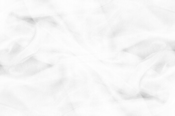 Transparent white folded chiffon fabric texture for abstract background