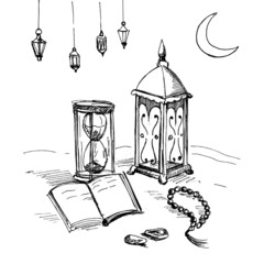 Vector illustration, Ramadan, lanterns Isolated on white background.