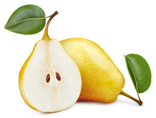 Naklejka na ściany i meble Isolated yellow pear on white background