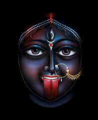 Indian God Maa kali with black background , Indian lord
