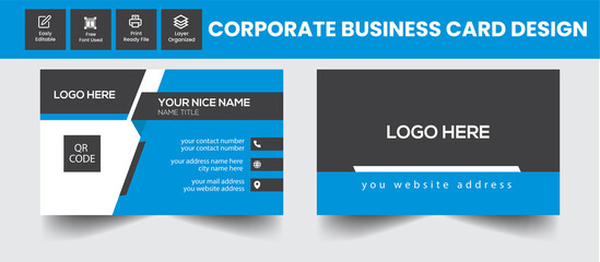 Naklejka premium Corporate business card template, Creative and Modern business card design template, Clean professional business card template, visiting card, business card template unique business card design, 