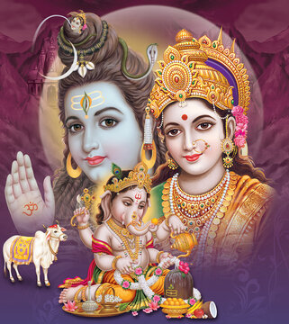 Lord Shiva, Lord Ganesha, Shiv Parwati, Digital Wall Poster design with colorfull background Stock Illustration | Adobe Stock Lord Shiva, Lord Ganesha, Shiv Parwati, Digital Wall Poster design with colorfull background Stock Illustration | Adobe Stock