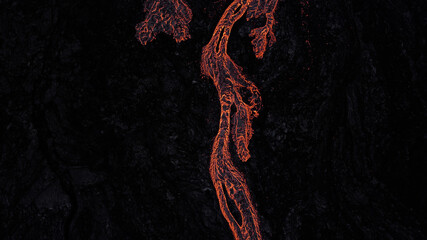 hot lava running during the night