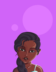 Cartoon Female portrait. Woman avatar. Vector character. Girl portrait