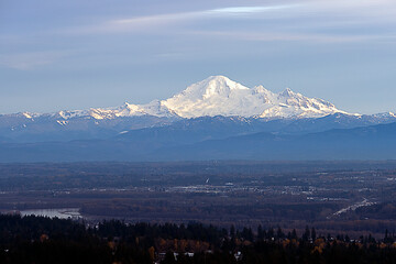 Mount Baker, Seattle, viewed from Burnaby Mountain in Canada late afternoon.