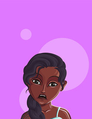 Cartoon Female portrait. Woman avatar. Vector character. Girl portrait