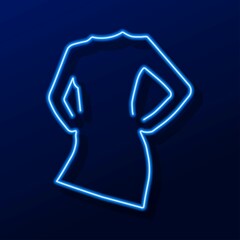 girl in dress neon sign, modern glowing banner design, colorful modern design trend. Vector illustration.