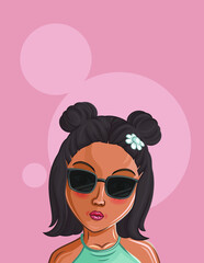 Cartoon Female portrait. Woman avatar. Vector character. Girl portrait