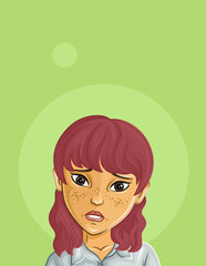 Cartoon Female portrait. Woman avatar. Vector character. Girl portrait