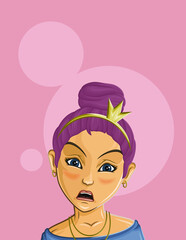 Cartoon Female portrait. Woman avatar. Vector character. Girl portrait