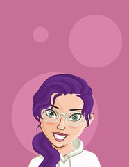 Cartoon Female portrait. Woman avatar. Vector character. Girl portrait