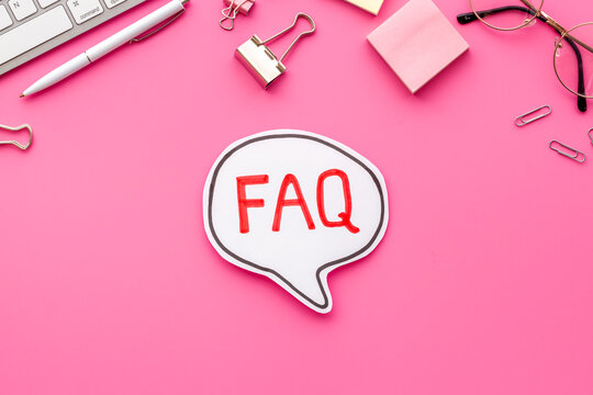 Information helpdesk concept with faq frequently asked questions text on working place