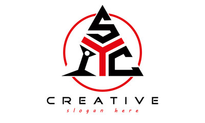 triangle badge with circle ISC letter logo design vector, business logo, icon shape logo, stylish logo template - obrazy, fototapety, plakaty
