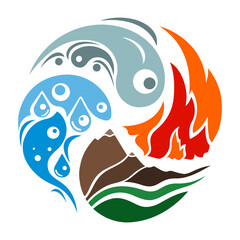 Earth, water, air and fire symbols. Vector illustration.