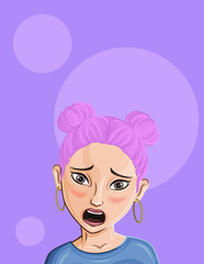 Cartoon Female portrait. Woman avatar. Vector character. Girl portrait
