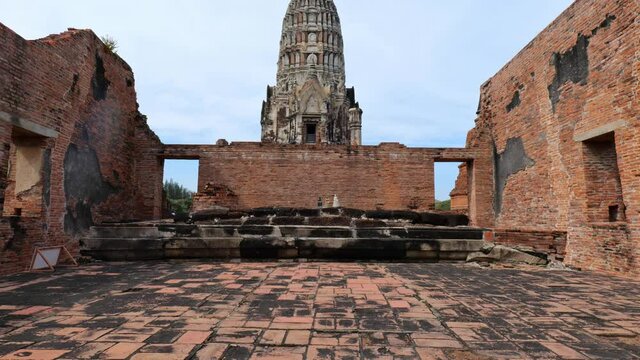 Temple Wat Ratchaburana, ancient Buddhist temple,  and its main prang in the city of Ayutthaya, Thailand
