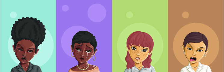 Cartoon Female portrait. Woman avatar. Vector character. Girl portrait