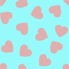 
Heart pattern on blue background, seamless trendy illustration.