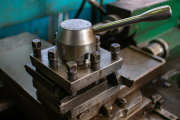 Old lathe 16K20 with a tool clamping mechanism.