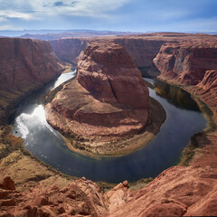 Panoramic photograph of Horseshoe Bend State Park, Glen Canyon National Recreation Area, Utah.